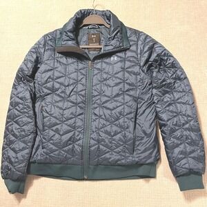 Under Armour Coldgear Reactor Puffer Jacket Women's Large Quilted Zip‎ Up Green
